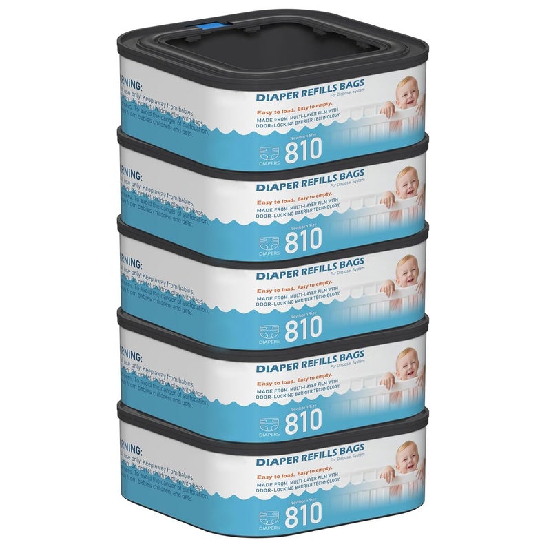 Fununcat Jumbo Square Refills Disposal Bags Refill Compatible with Diaper Genie Classic, Compact and Select Pails, Hold Up to 810 Newborn-Sized Diapers Per Refill, Pack of 5 - Image 1